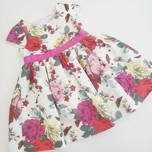 Floral Kids Dress with Pink Accents